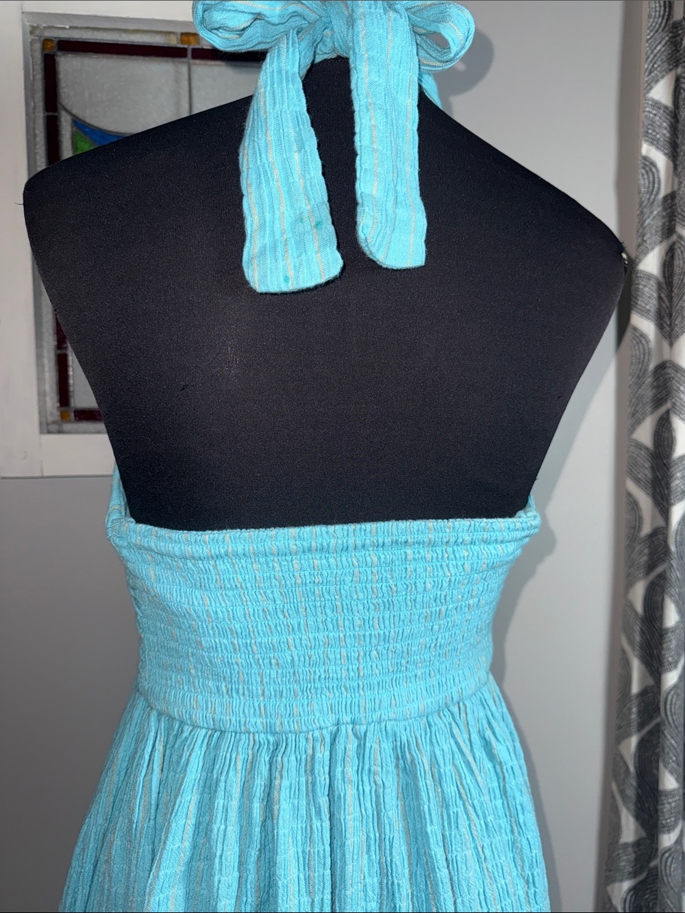 Mara Hoffman Swim Halter Maxi Dress Aqua Turquoise Textured Gauze Small - Picture 5 of 11